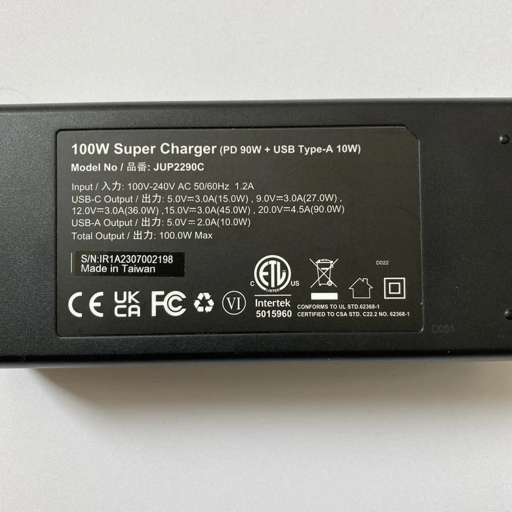 J5 Create - 100W PD USB-C Adapter Super Fast Charger Genuine Universal Data Cord